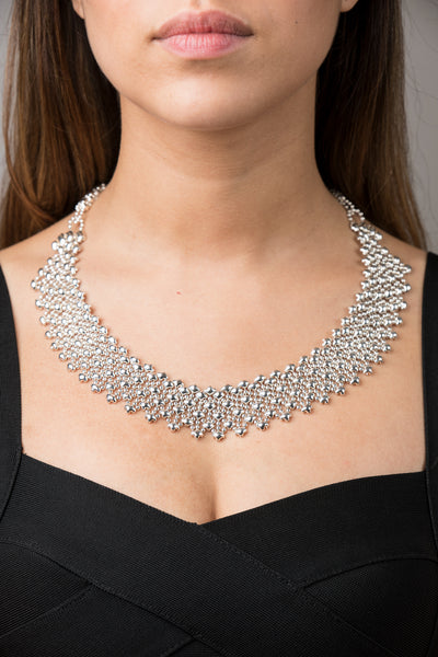 Necklace Name Donatella Silver Women's with Rhinestone Jersey Venetian