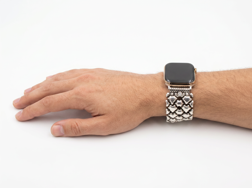 APPLE-WB100-AS Antique silver Finish Watch Band Compatible with Apple Watch® by Sergio Gutierrez