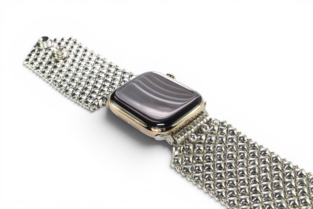 APPLE-WB8-AS Antique SILVER Finish Watch Band Compatible with Apple Watch® by Sergio Gutierrez