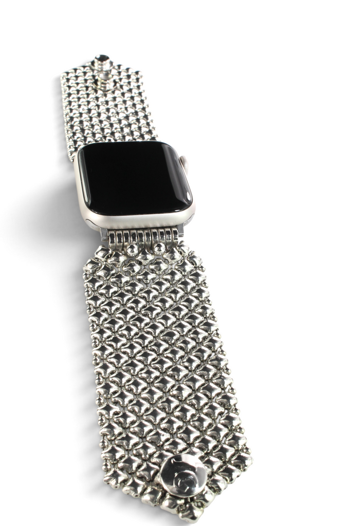 APPLE-WB8-AS Antique SILVER Finish Watch Band Compatible with Apple Watch® by Sergio Gutierrez