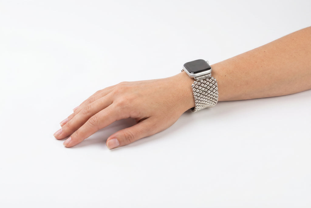 APPLE-WB8-AS Antique SILVER Finish Watch Band Compatible with Apple Watch® by Sergio Gutierrez