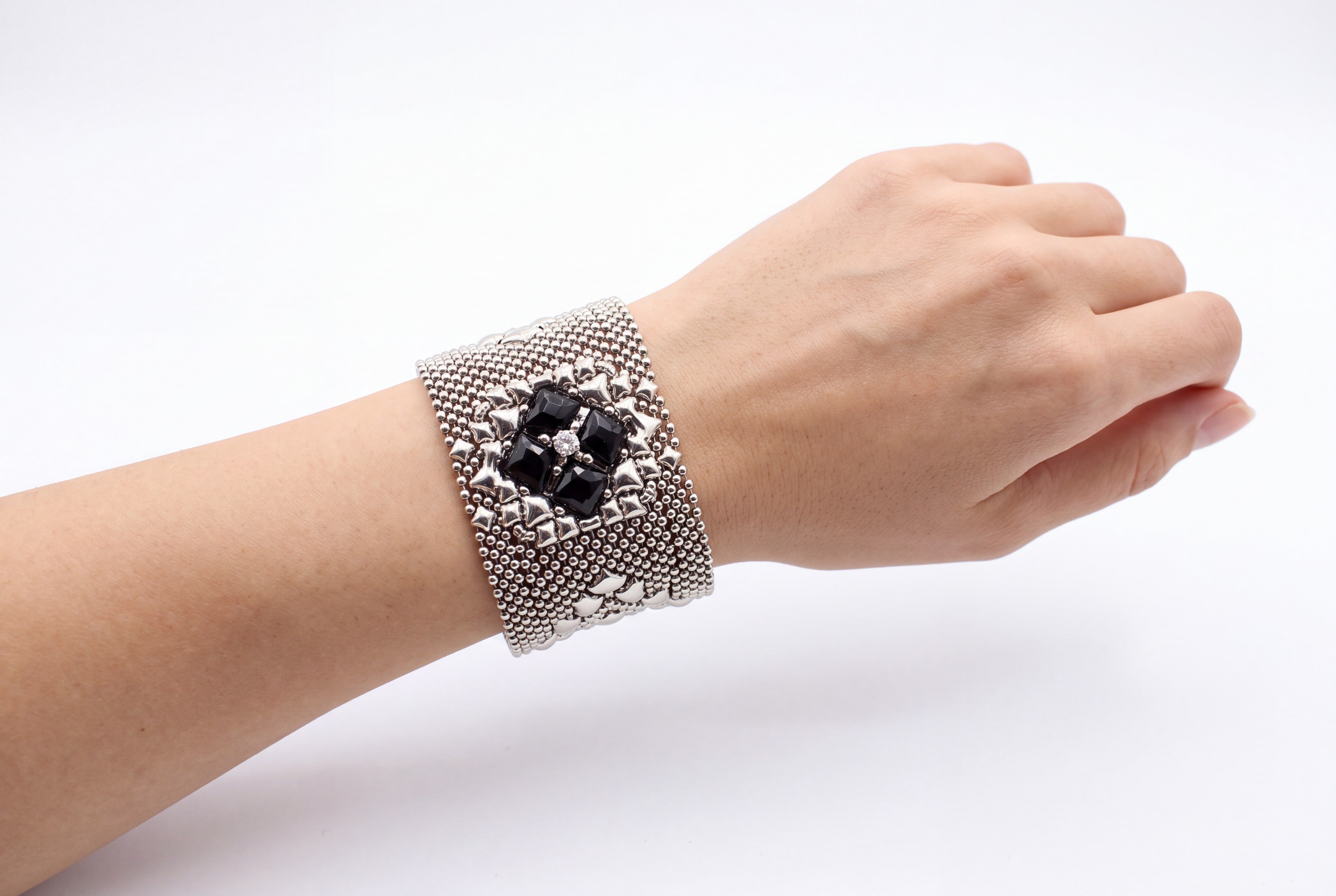 SG Liquid Metal PRB1- N –  Onyx - Chrome Finish and Onyx Bracelet by Sergio Gutierrez