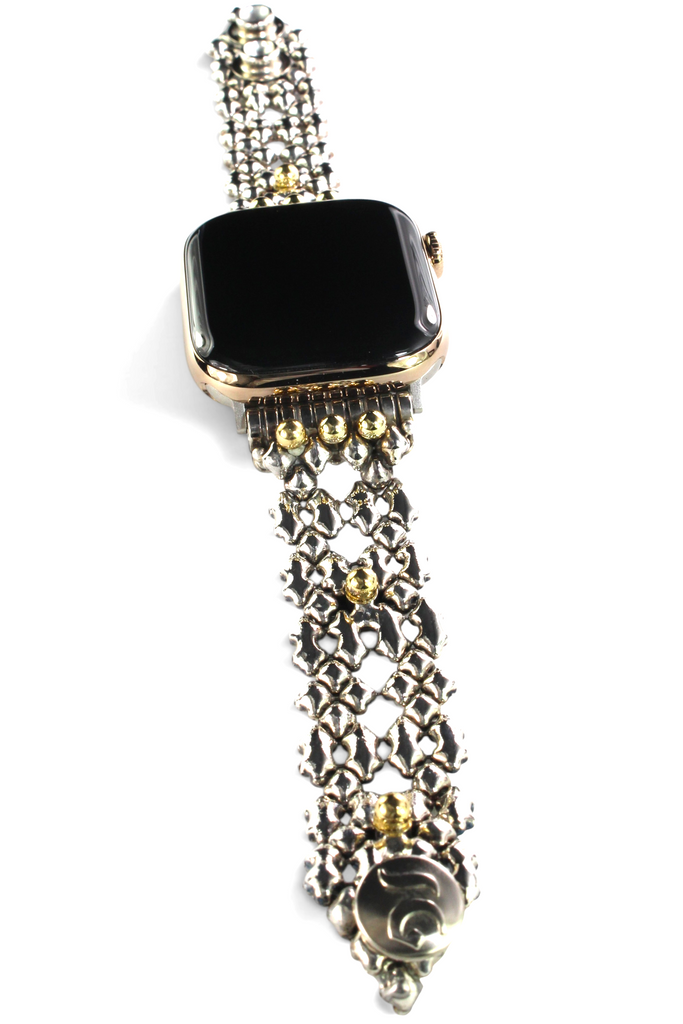 APPLE-WB41-AS Antique SILVER Finish Watch Band Compatible with Apple Watch® by Sergio Gutierrez