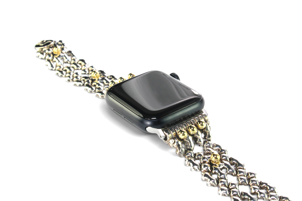 APPLE-WB41-AS Antique SILVER Finish Watch Band Compatible with Apple Watch® by Sergio Gutierrez