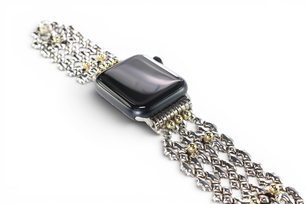 APPLE-WB42-AS Antique SILVER Finish Watch Band Compatible with Apple Watch® by Sergio Gutierrez
