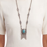 SG Liquid Metal RTN10-AS TUQ – Antique Silver Finish and Turquoise Chain/Necklace by Sergio Gutierrez