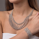SG Liquid Metal N15-N Chrome Finish Necklace by Sergio Gutierrez