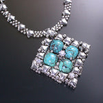 SG Liquid Metal PR N1-AS TUQ– Antique Silver finish and Turquoise Necklace by Sergio Gutierrez