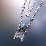 SG Liquid Metal RTN10-AS TUQ – Antique Silver Finish and Turquoise Chain/Necklace by Sergio Gutierrez