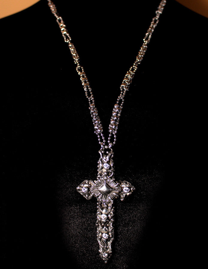 SG Liquid Metal by Sergio Gutierrez LEN 3409 – Antique silver finish - Cross necklace