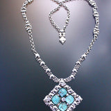 SG Liquid Metal PR N1-AS TUQ– Antique Silver finish and Turquoise Necklace by Sergio Gutierrez