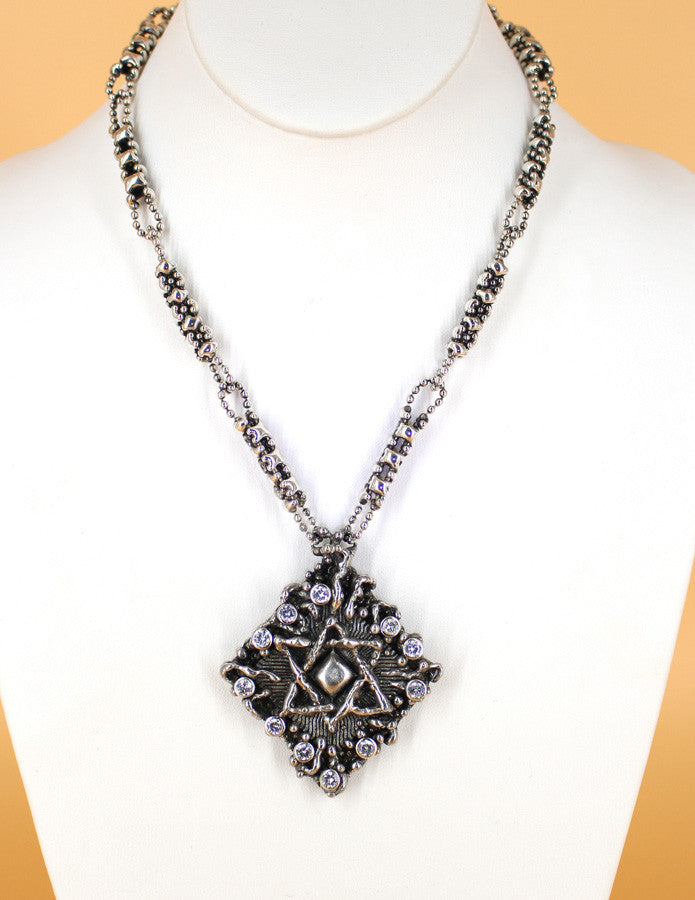 SG Liquid Metal LEN 3411 – Antique silver finish “Star of David “necklace