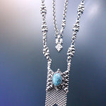 SG Liquid Metal RTN10-AS TUQ – Antique Silver Finish and Turquoise Chain/Necklace by Sergio Gutierrez