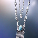 SG Liquid Metal RTN10-AS TUQ – Antique Silver Finish and Turquoise Chain/Necklace by Sergio Gutierrez