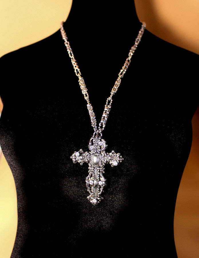 SG Liquid Metal LEN 3719 – AS (antique silver finish) Cross Necklace by Sergio Gutierrez