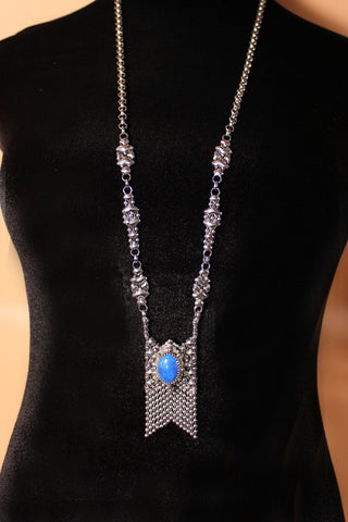 SG Liquid Metal RTN10-AS LAPIS – Antique Silver and Lapis Lazuli Stone Necklace by Sergio Gutierrez