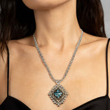 SG Liquid Metal ATN1B-AS Antique Silver Finish Necklace with Swarovski Crystal by Sergio Gutierrez