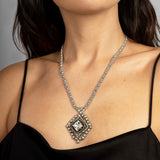 SG Liquid Metal ATN1B-AS Antique Silver Finish Necklace with Swarovski Crystal by Sergio Gutierrez