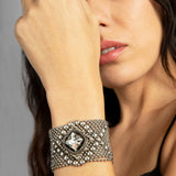 SG Liquid Metal ATB1B-AS Antique Silver Finish Bracelet with Swarovski Crystal by Sergio Gutierrez