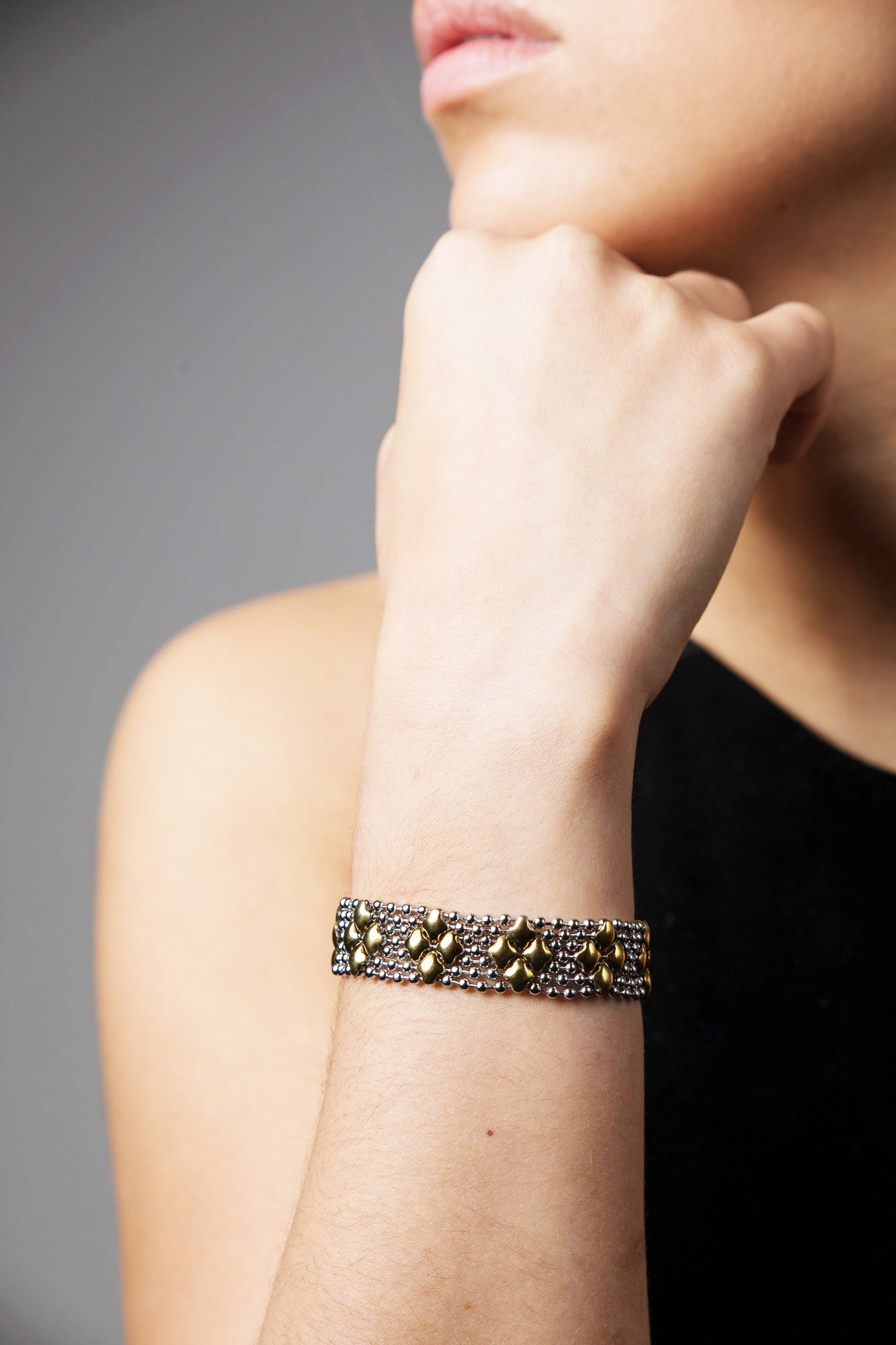 SG Liquid Metal B35 - SS / Gold Titanium (Stainless Steel Bracelet) by Sergio Gutierrez