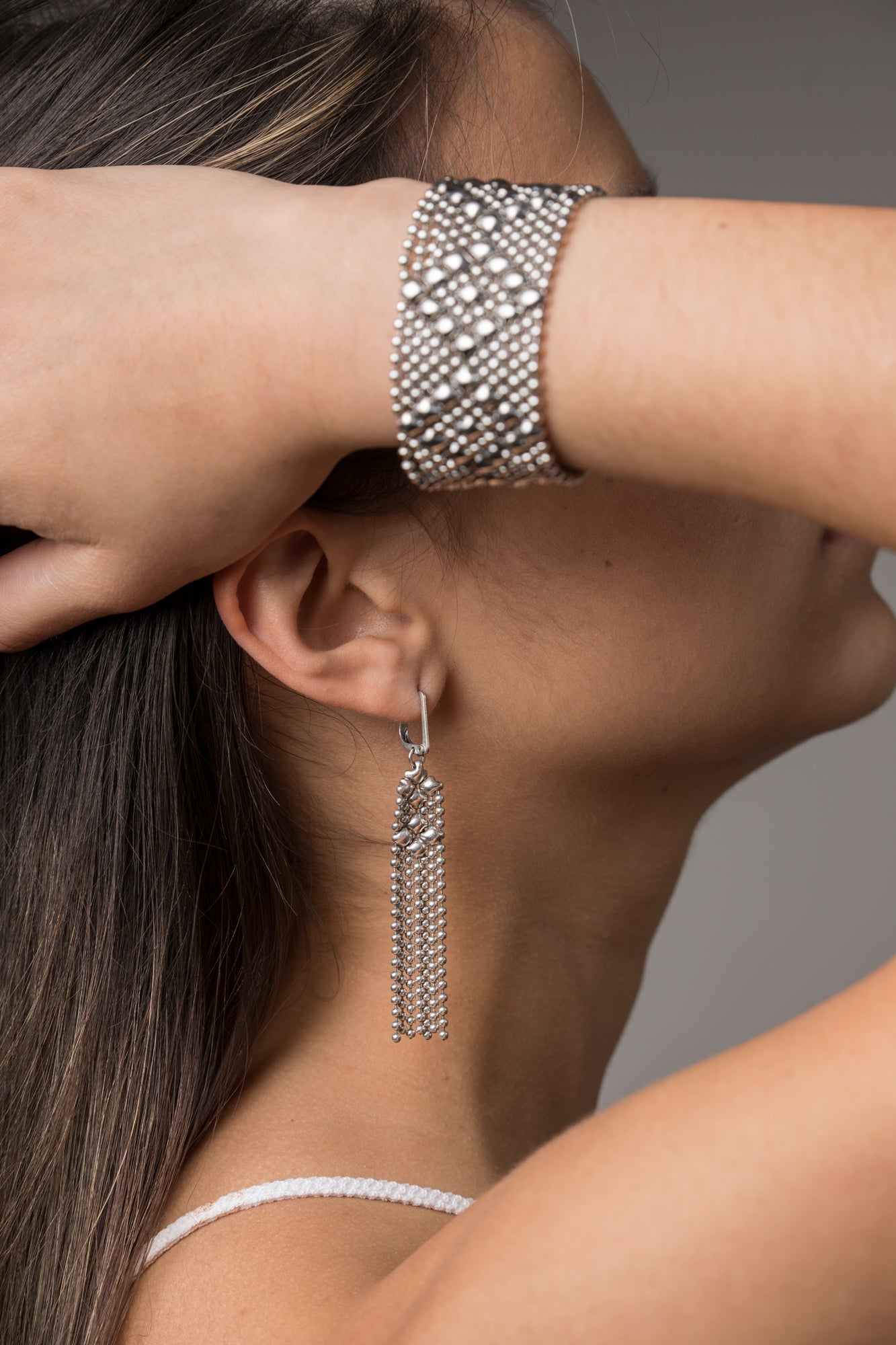 SG Liquid Metal E31-N Chrome Finish EarringsSG Liquid Metal E31-N Chrome Finish Earrings by Sergio Gutierrez
