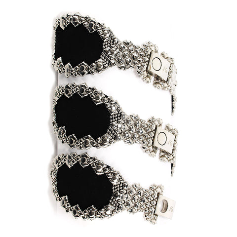 SG - Sergio Gutierrez- Liquid Metal Belt Snakeskin Pattern Belt. SG Liquid Metal Bracelet Sergio Gutierrez Silver Tone B45-AS  main image 3