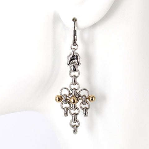 SG Liquid Metal Earrings by Sergio Gutierrez BXE1-N Chrome and Gold Finish Earrings
