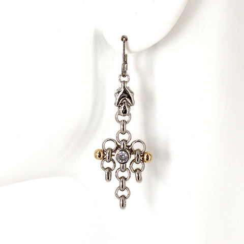 SG Liquid Metal Jewelry by Sergio Gutierrez BXE1Z-N Chrome and Gold Finish Earrings