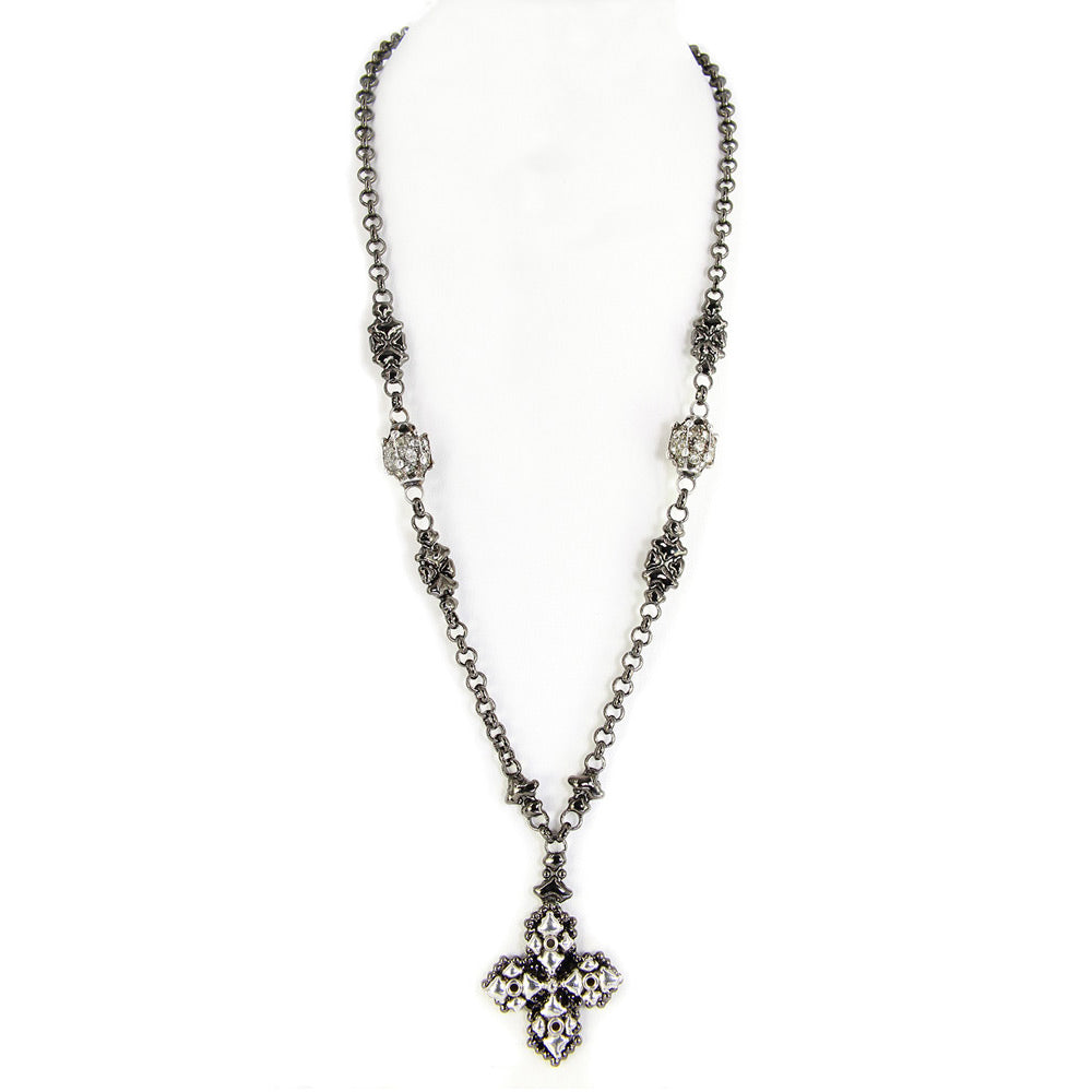 SG Liquid Metal Jewelry by Sergio Gutierrez CH4-BLK-AS Black Chrome & Antique Silver Necklace