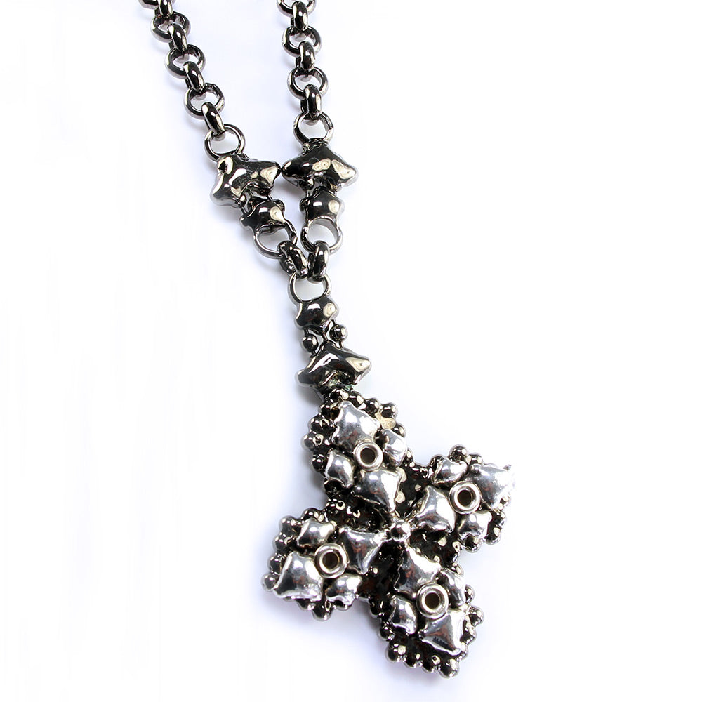 SG Liquid Metal Jewelry by Sergio Gutierrez CH4-BLK-AS Black Chrome & Antique Silver Necklace