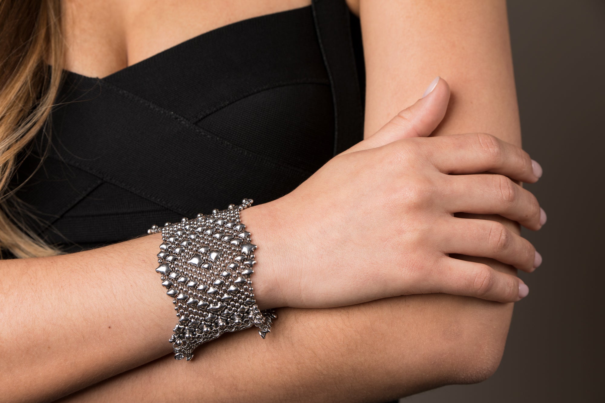 SG Liquid Metal Chainmail CMB9Z - AS (antique silver finish) Bracelet by Sergio Gutierrez