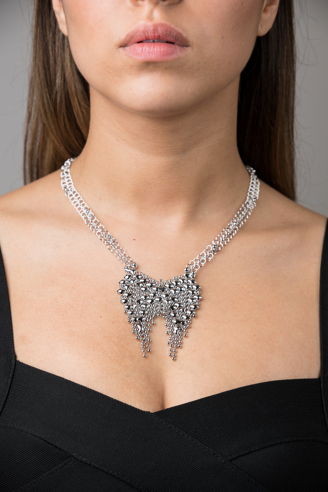SG Liquid Metal CMNECK3-N Chrome Finish Necklace by Sergio Gutierrez