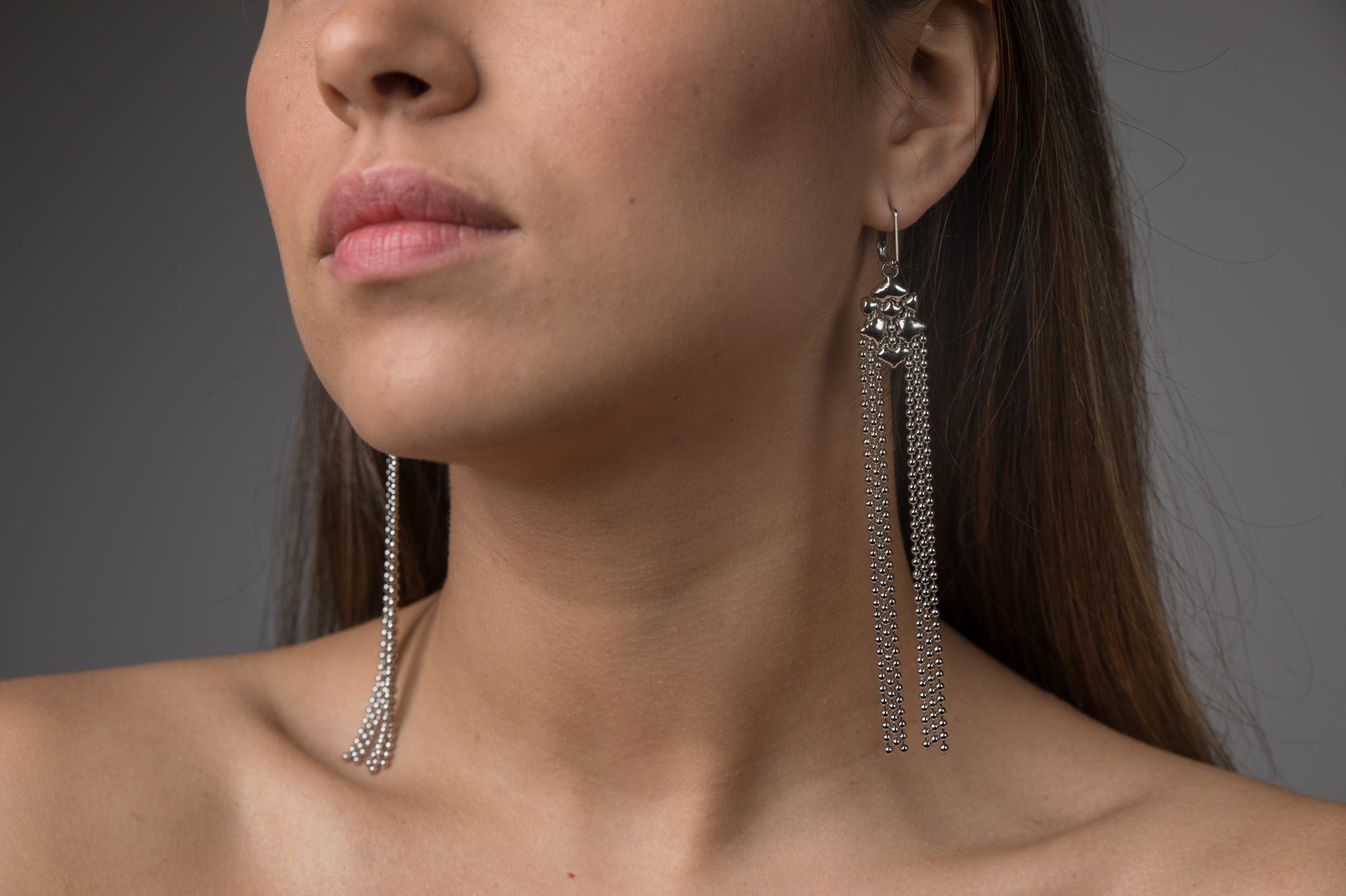 SG Liquid Metal E41-N Chrome Finish Earrings by Sergio Gutierrez