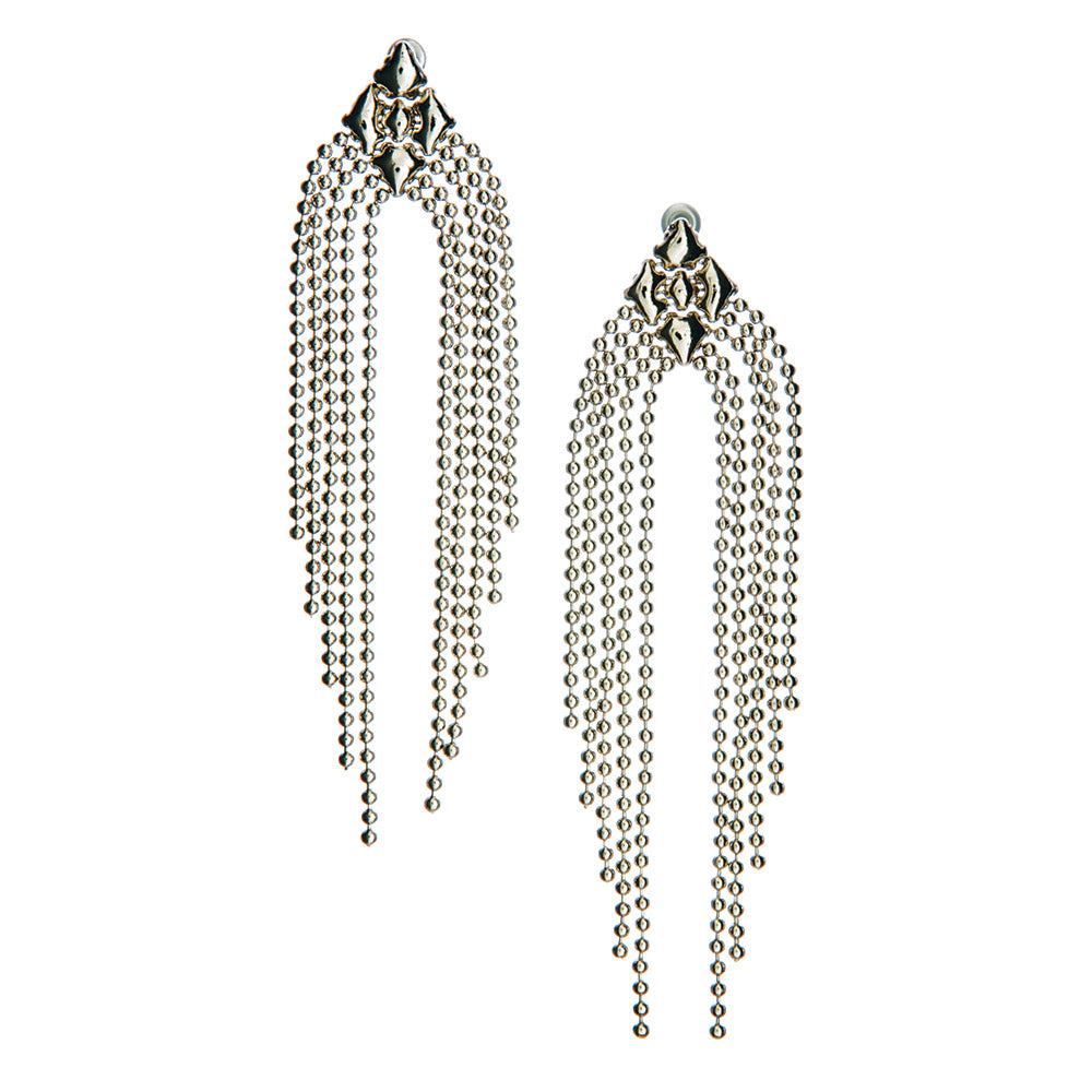 SG Liquid Metal E42-N Chrome Finish Earrings by Sergio Gutierrez