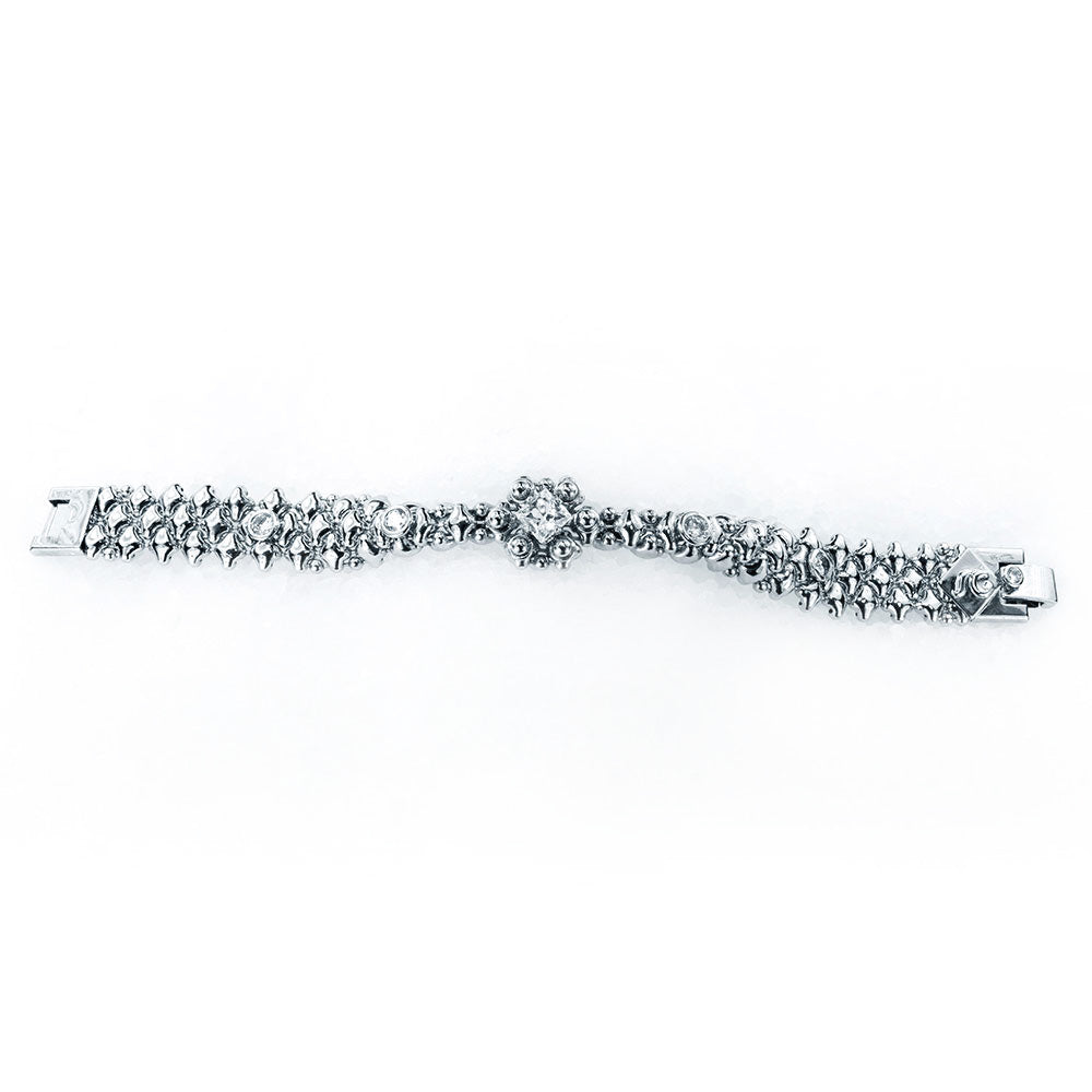 SG Liquid Metal ICB1-N Chrome Finish Bracelet with Zircons and Swarovski Crystal by Sergio Gutierrez