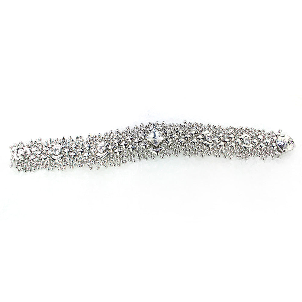 SG Liquid Metal ICB6-N Chrome Finish Bracelet with Swarovski Crystal by Sergio Gutierrez