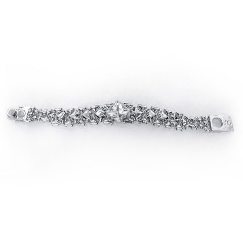 SG Liquid Metal ICB9-N Chrome Finish Bracelet with Swarovski Crystal by Sergio Gutierrez