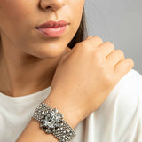 SG Liquid Metal RTB12-AS Antique Silver Bracelet with Swarovski Crystals by Sergio Gutierrez