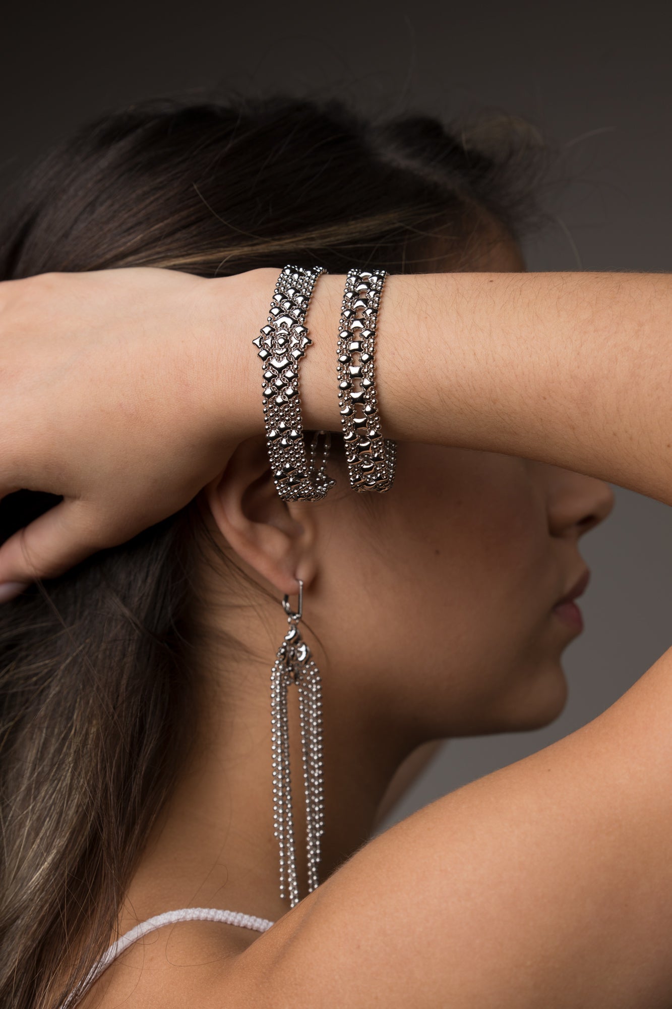 SG Liquid Metal MINI A-N Chrome Finish Bracelet by Sergio Gutierrez