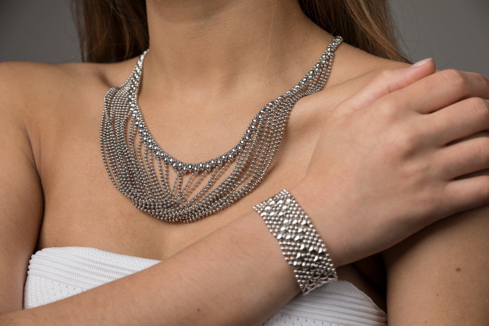 SG Liquid Metal N15-AS Antique Silver Necklace by Sergio Gutierrez