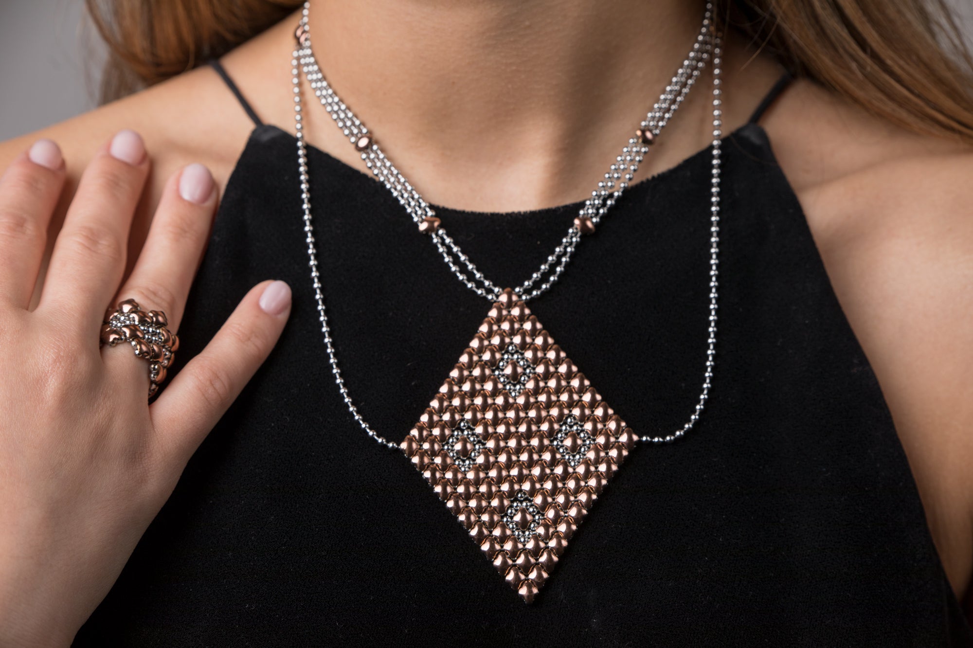 SG Liquid Metal Necklace1 - SS / Rose Titanium (Stainless Steel Necklace) by Sergio Gutierrez