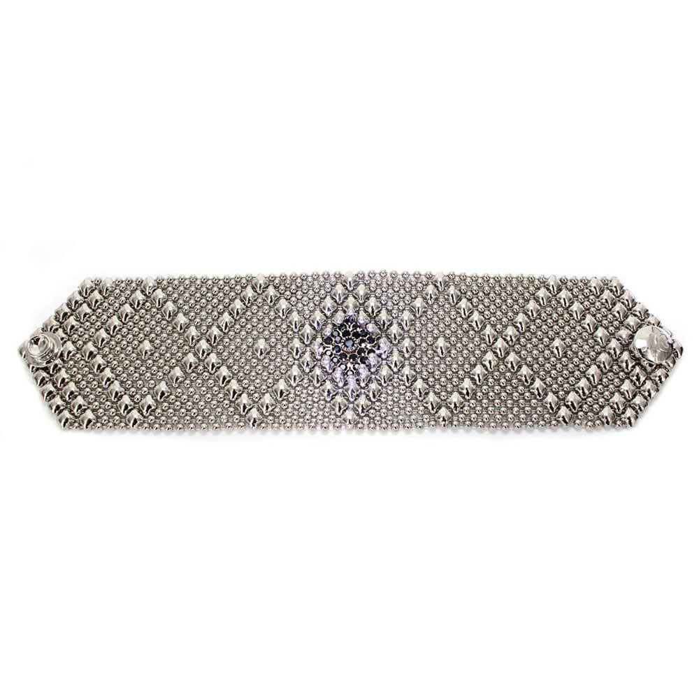 SG Liquid Metal RSB10-N Chrome Finish Bracelet with Swarovsky Crystals by Sergio Gutierrez