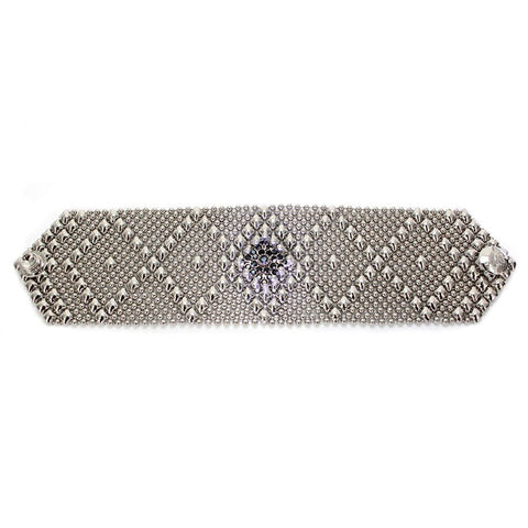 SG Liquid Metal RSB10-N Chrome Finish Bracelet with Swarovski Crystals by Sergio Gutierrez