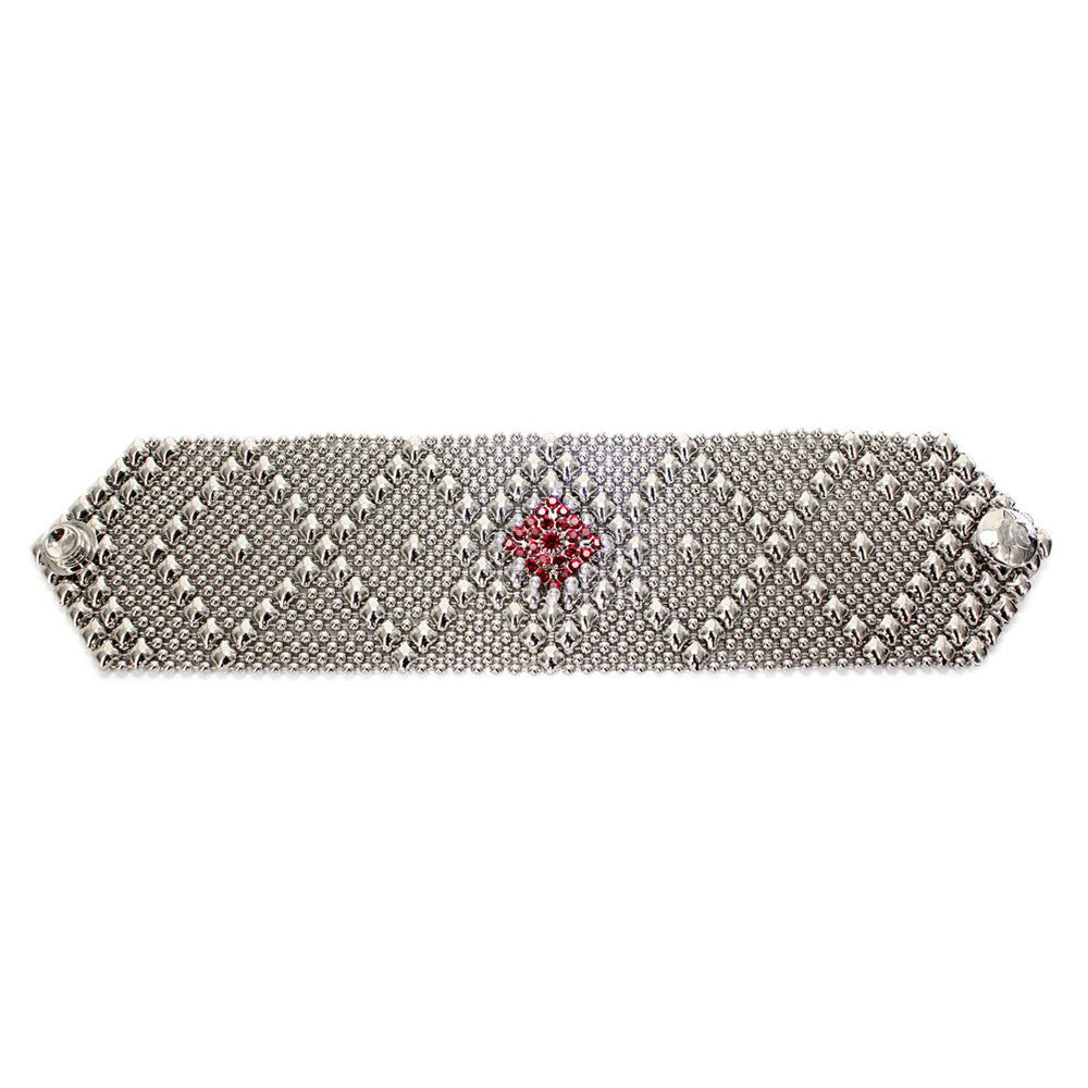 SG Liquid Metal RSB10-N Chrome Finish Bracelet with Swarovsky Crystals by Sergio Gutierrez