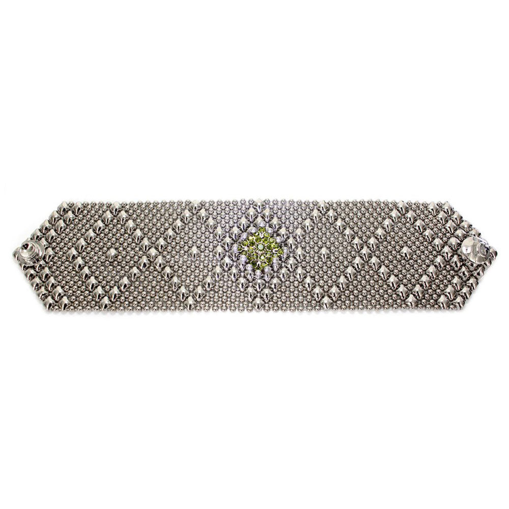 SG Liquid Metal RSB10-N Chrome Finish Bracelet with Swarovsky Crystals by Sergio Gutierrez