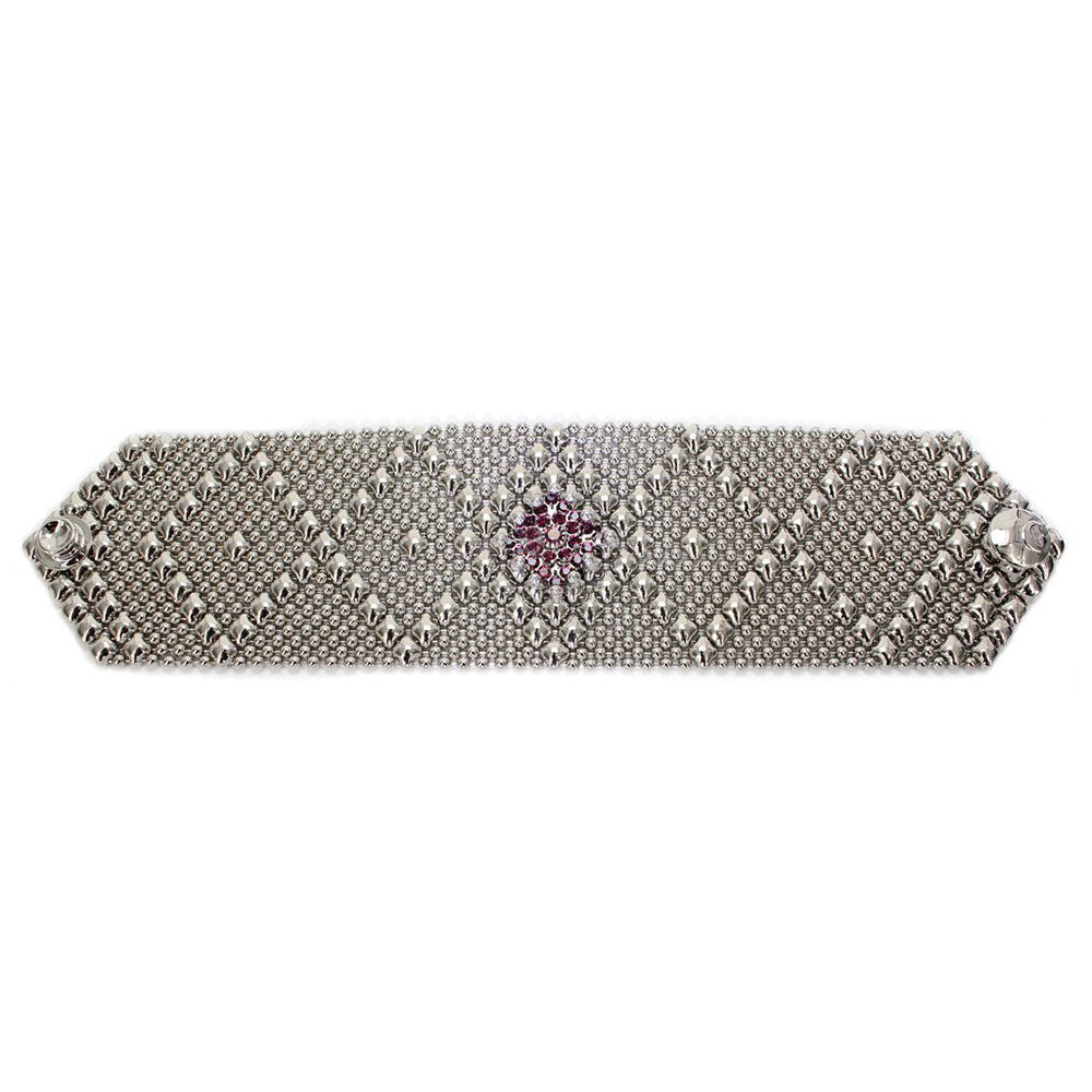 SG Liquid Metal RSB10-N Chrome Finish Bracelet with Swarovsky Crystals by Sergio Gutierrez