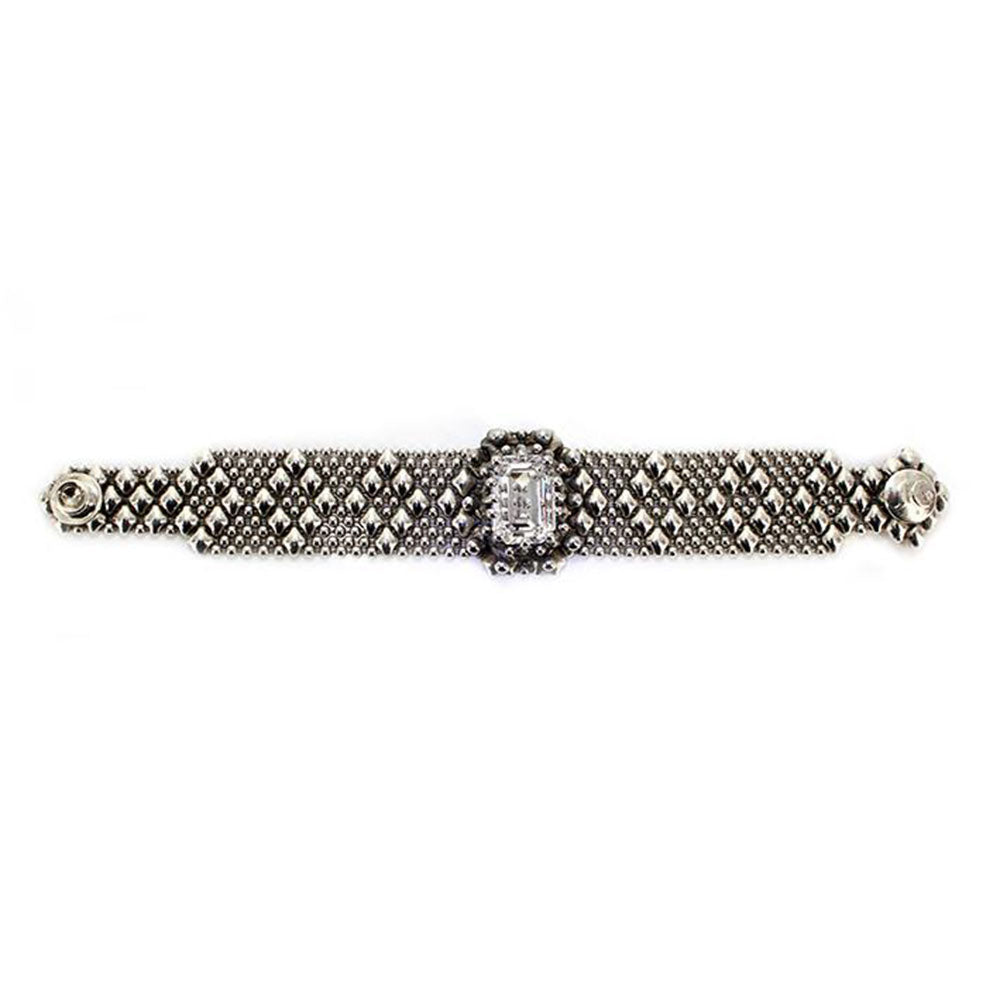 SG Liquid Metal RTB12-AS Antique Silver Bracelet with Swarovsky Crystals by Sergio Gutierrez