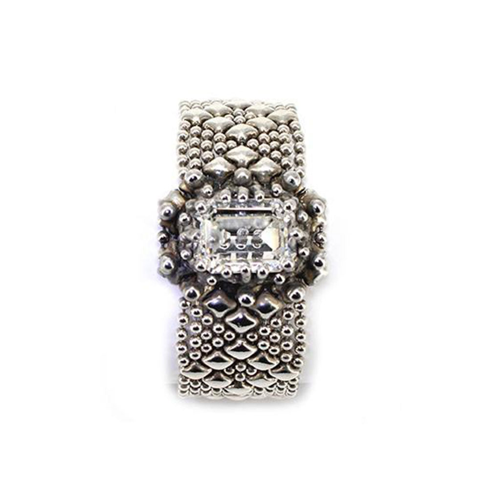 SG Liquid Metal RTB12-AS Antique Silver Bracelet with Swarovsky Crystals by Sergio Gutierrez