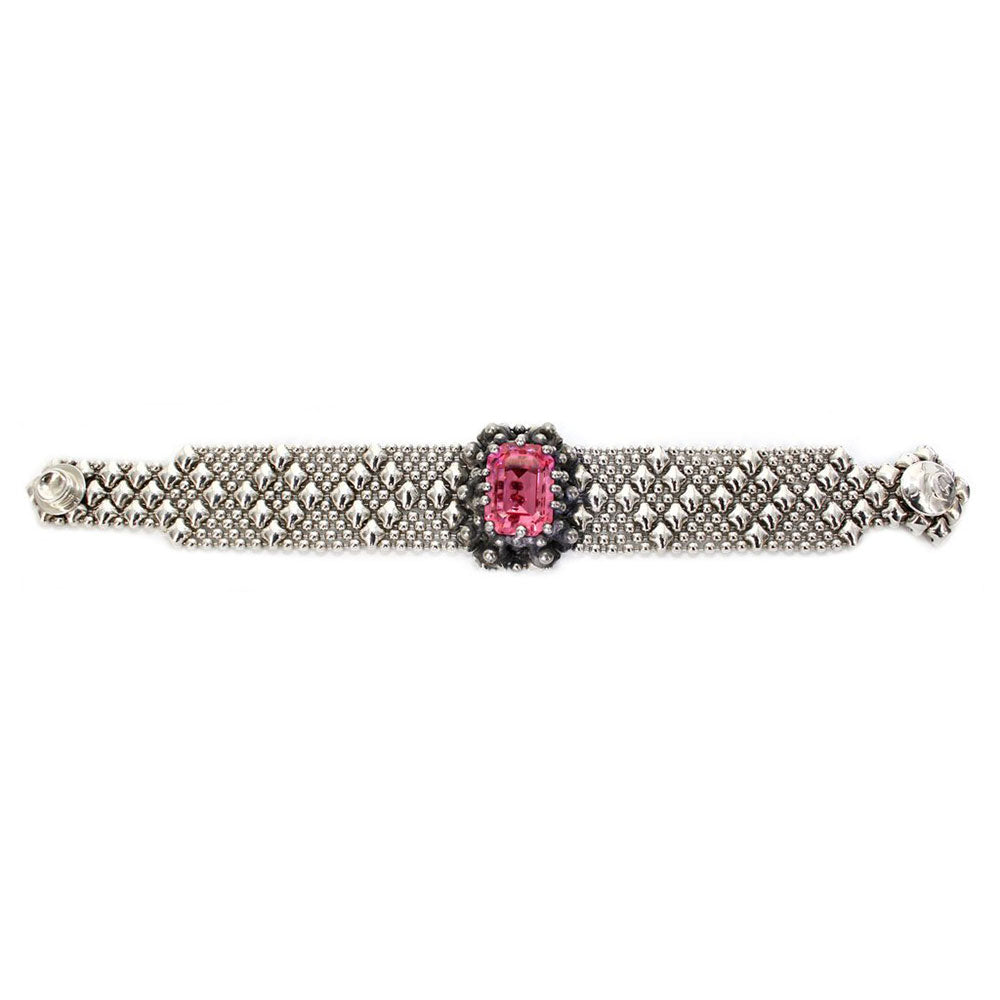 SG Liquid Metal RTB12-AS Antique Silver Bracelet with Swarovsky Crystals by Sergio Gutierrez