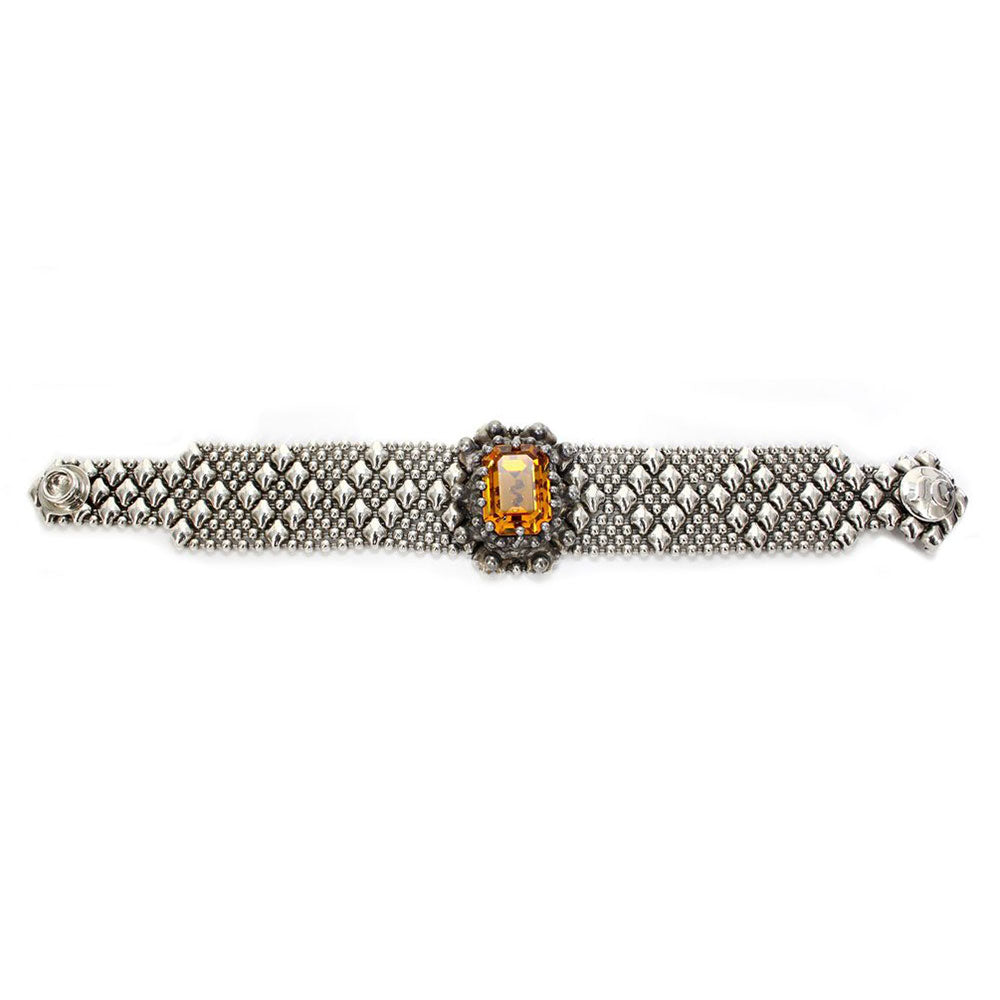 SG Liquid Metal RTB12-AS Antique Silver Bracelet with Swarovsky Crystals by Sergio Gutierrez